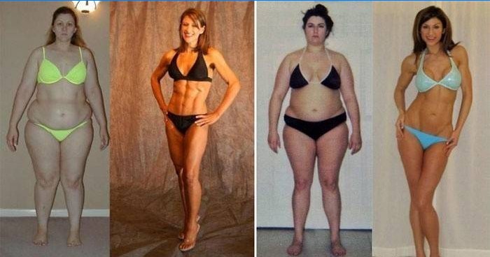 Dívky před a po hubnutí
