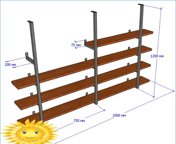 DIY kovové regály s dřevěnými policemi pro garáž