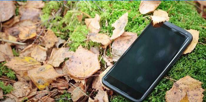 Mobilní telefon na trávě