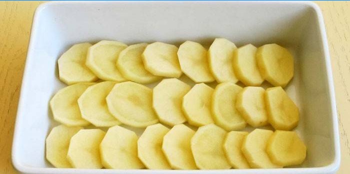 Vrstva plátky syrové bramborové plátky