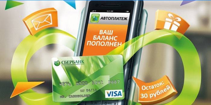 Mobilní telefon a karta Sberbank