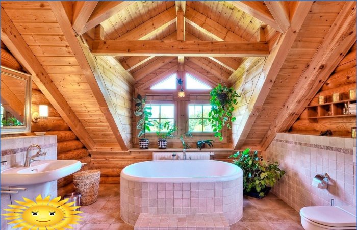 Koupelna v dřevěném domě: možnosti dokončení