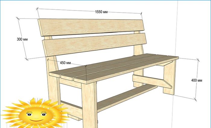 Udělejte si zahradní lavičku pro letní sídlo: kresby, rozměry, fotografie