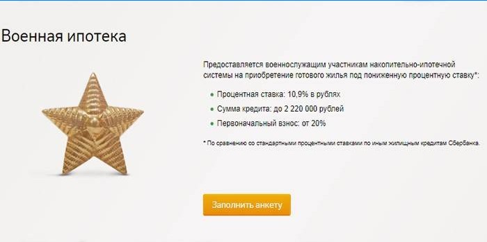 Vojenské hypoteční podmínky na Sberbank