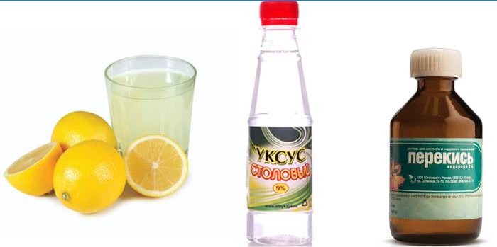 Citronová šťáva, ocet a peroxid vodíku