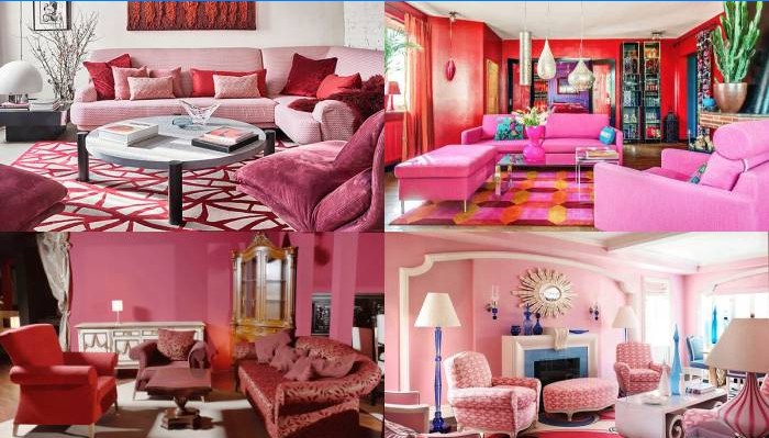 Spousta růžové v obývacích pokojích