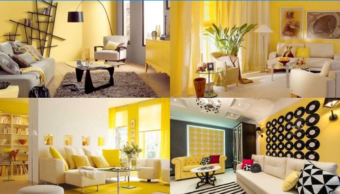 Odstíny žluté v obývacím pokoji