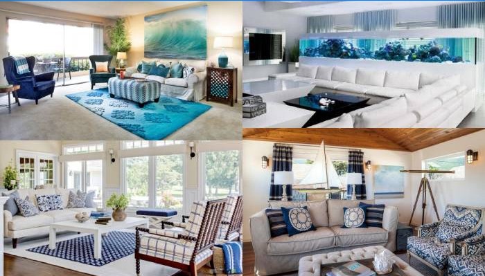 Obývací pokoje v mořském stylu