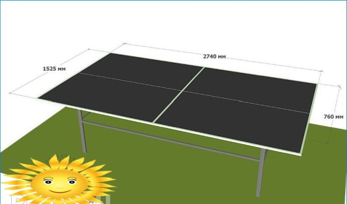 Udělej si sám tenisový stůl za každého počasí: kresby, rozměry