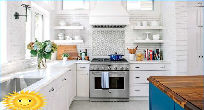 Bílá kuchyně: příklady designu