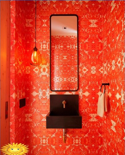 Koupelna v červených tónech: výběr fotografií