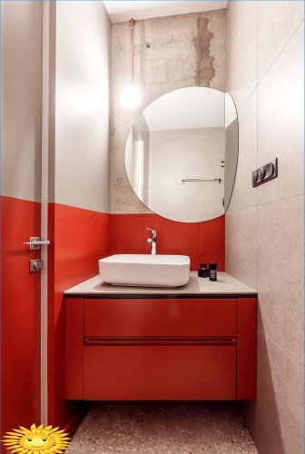 Koupelna v červených tónech: výběr fotografií