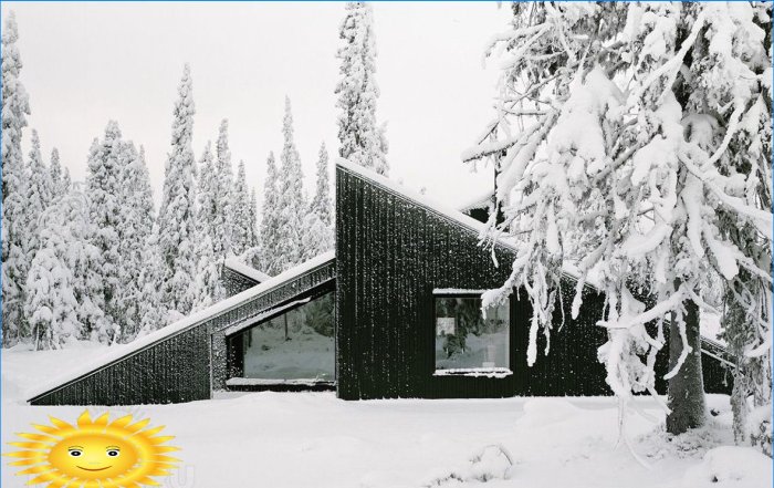 Neobvyklé alpské domy - kolekce zimních fotografií