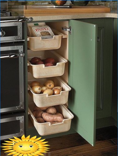 Nápady pro skladování zeleniny v kuchyni