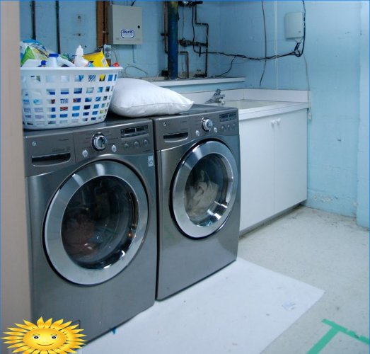 Prádelna v soukromém domě: příklady a vlastnosti uspořádání