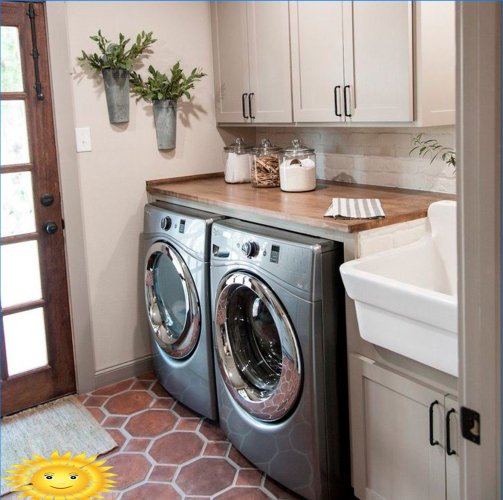 Prádelna v soukromém domě: příklady a vlastnosti uspořádání