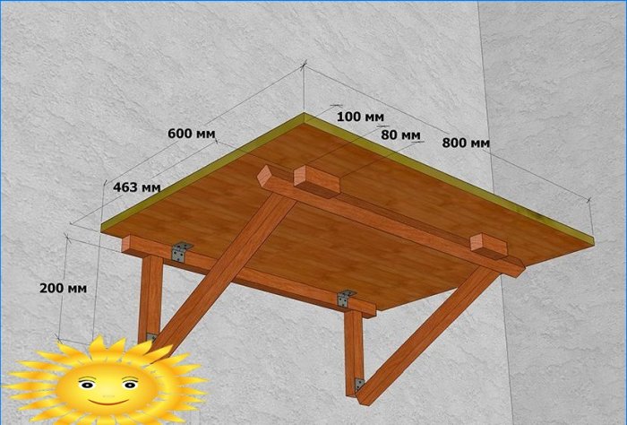 Skládací kuchyňský stůl vlastníma rukama: výkresy a schémata