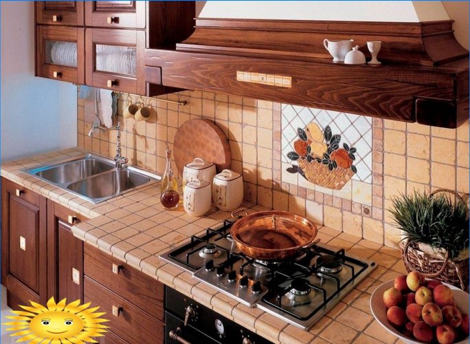 Zástěra a kuchyňská deska vyrobená z jednoho materiálu