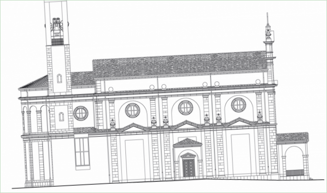 Plán fasády kostela Botta