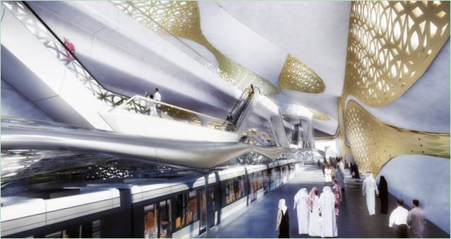 Luxusní stanice saúdskoarabského metra od velkolepé Zahy Hadid