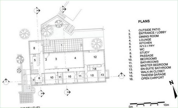 Půdorys venkovského domu 10 Osman St. Residence v Namibii