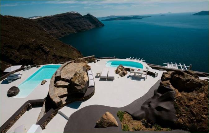 Vila Aenaon na ostrově Santorini v Řecku