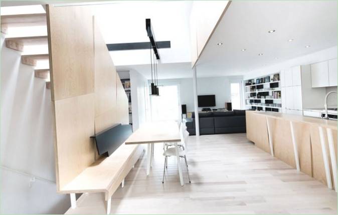 Interiér domu - projekt Lajeunesse Residence od developerů naturehumaine v Montrealu, Kanada