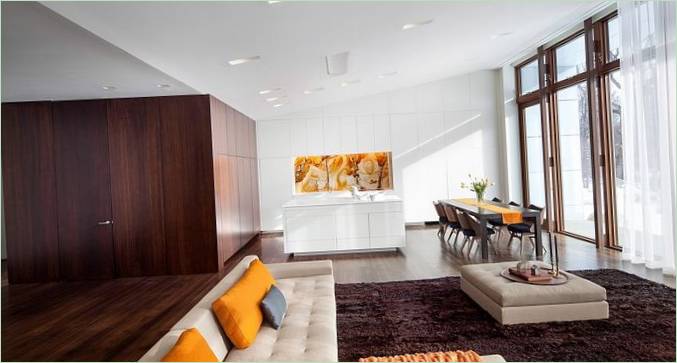 Design interiéru venkovského domu House in the Woods v USA