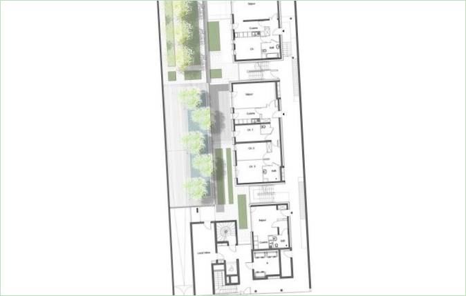 Moderní architektura: projekt obytného domu v Paříži