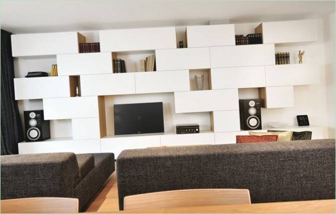 Geometrický design interiéru obývacího pokoje
