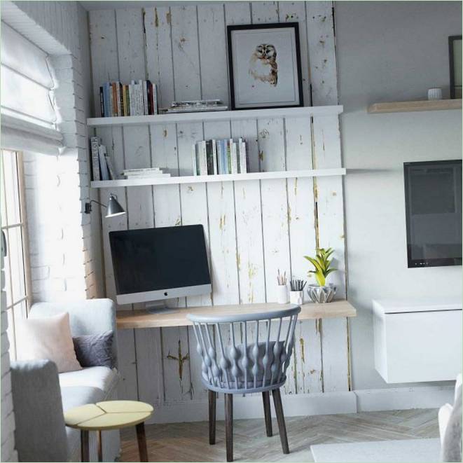 Interiér malého soukromého domu - studijní stůl