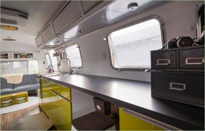 Interiér mobilního domu Airstream