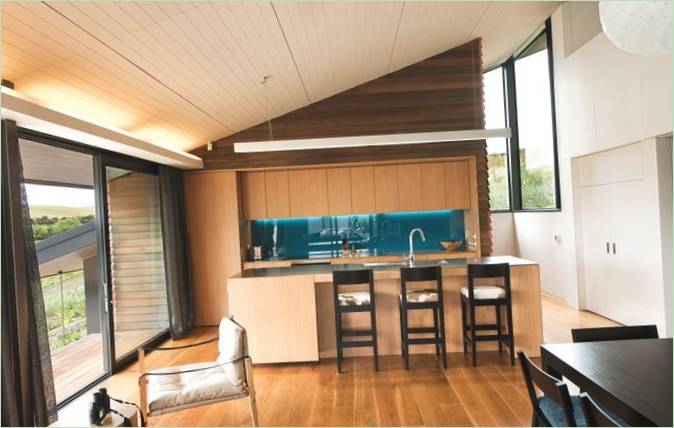 Návrh interiéru kuchyně s jídelnou v rezidenci Wanaka na Novém Zélandu
